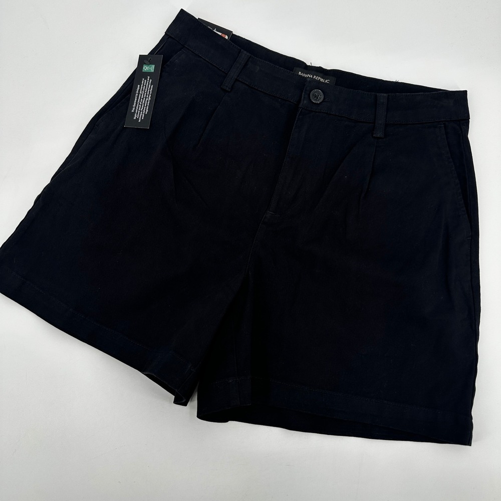 Banana Republic Women Pleat Front Shorts Black Cotton Stretch Size 8 NWT 1847841